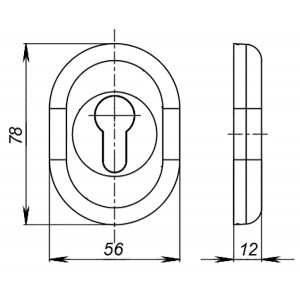 Накладка Fuaro (Фуаро) на цилиндр ESC.C/CRE/OV.12 (ESC-12C) CP хром (2шт. в уп.,отгр. по 1 шт.)