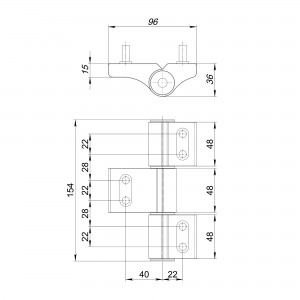 Петля Punto (Пунто) дверная IN-U3B1-150A (RAL 9016) (АНКЕРНАЯ)