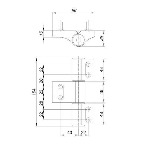 Петля Punto (Пунто) дверная IN-U3B1-150A (RAL 9016) (АНКЕРНАЯ)
