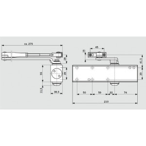 Доводчик Dorma (Дорма) дверной TS-Profil EN2/3/4+Size5 BCA, с рычажной тягой, белый (DIY)