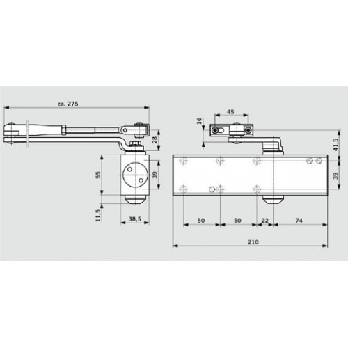 Доводчик Dorma (Дорма) дверной TS-Profil EN2/3/4+Size5 BCA, с рычажной тягой, белый (DIY)