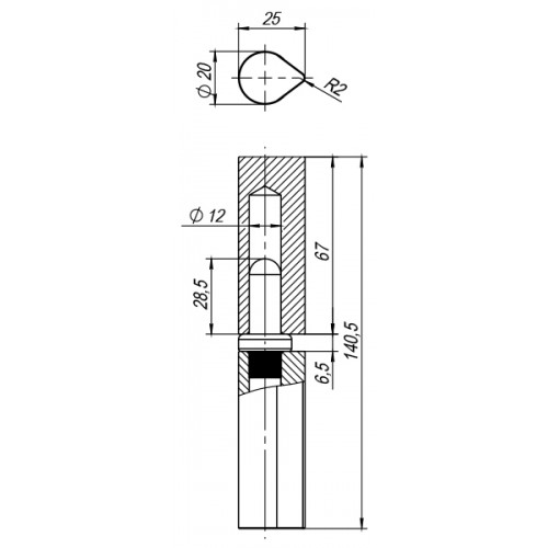 Петля Fuaro (Фуаро) приварная Т1254/140х20x25 мм с подшипником