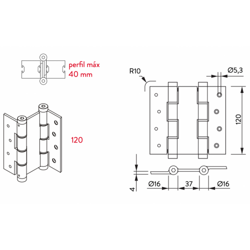 Justor DA 120 5414.01 петля пружинная двойная 120x133x40 матовый хром
