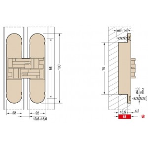 CEAM 1129 скрытая петля универсальная (до 40 кг) VNO черный
