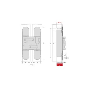 Дверная петля скрытой установки Ceam с 3D регулировкой 1131S VCH шампань