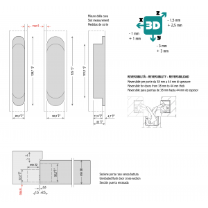 CEAM 1430 WB (128x22/32) скрытая петля универсальная (до 65 кг) ARG матовое серебро