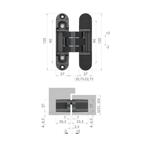 Петля Armadillo (Армадилло) скрытой установки U3D7000 FSG флор. золото TECH
