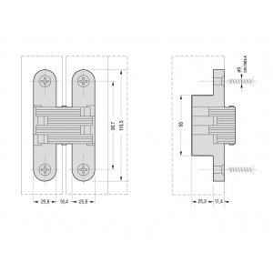 Скрытая петля фиксированная 116.5x25.8 CEAM 731 NIK никель (до 90 кг) 1 шт. (100% качественная сталь)