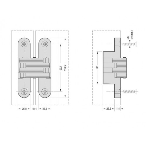 Скрытая петля фиксированная 116.5x25.8 CEAM 731 NIK никель (до 90 кг) 1 шт. (100% качественная сталь)