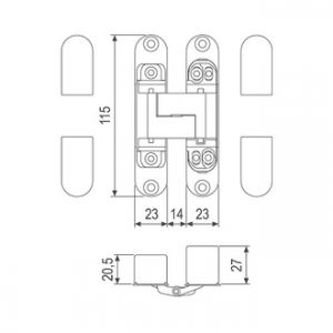 E30200.02.23 AGB (АГБ) (мат. латунь) петля ECLIPSE 3.0 (4 накладки в комплекте)