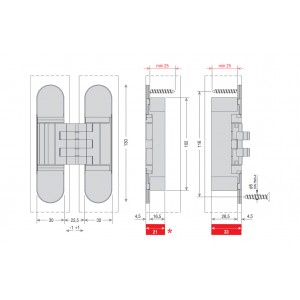 Дверная петля скрытой установки Ceam 1450 с 3D регулировкой NIK никель