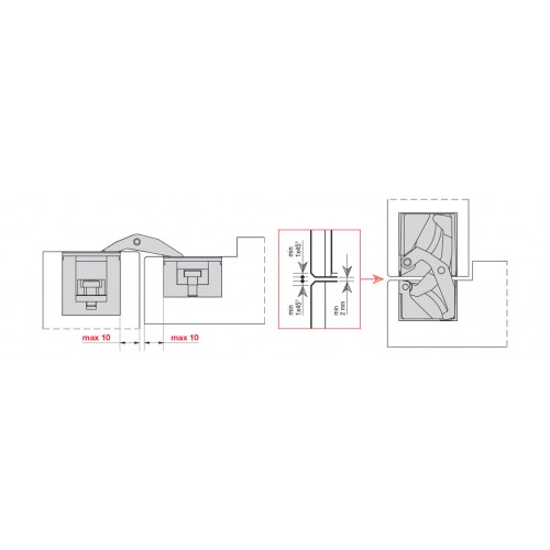Дверная петля скрытой установки Ceam 1450 с 3D регулировкой NIK никель