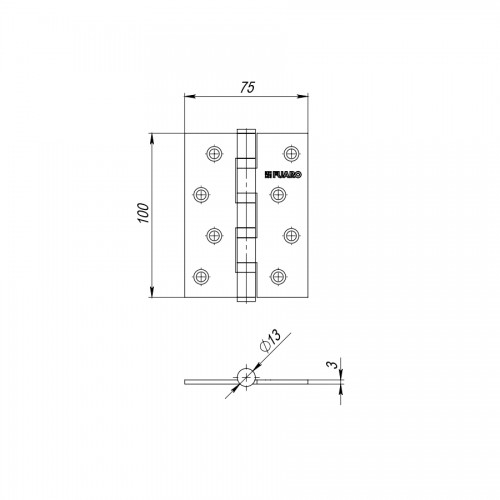 Петля Fuaro (Фуаро) универсальная IN6400UE PB (4BB/E 150x95x3) латунь