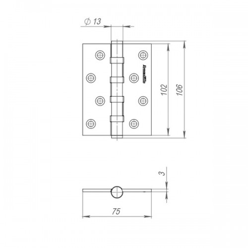 Петля Armadillo (Армадилло) универсальная IN4500UC-BL BL 102x75x3 INOX304 черный БЛИСТЕР