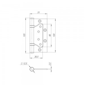 Петля Fuaro (Фуаро) из нержавейки универсальная без врезки IN4500W INOX 304 (500-2BB 100x2,5)