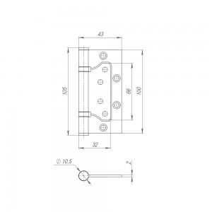 Петля Fuaro (Фуаро) универсальная без врезки IN4300W BL (300-2BB 100x2) (чёрный)