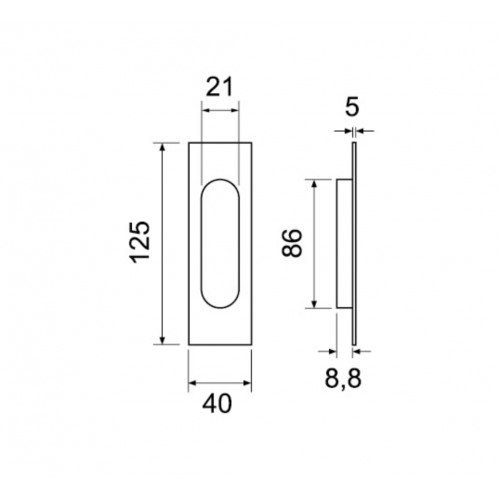 Ручки для раздвижных дверей (КУПЕ) Extreza P401 матовая латунь PVD F08 (1 шт.)