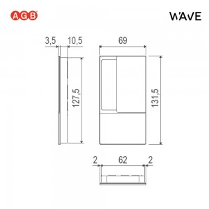 Ручки AGB WAVE для раздвижных дверей купе (С ЗАМКОМ) под цилиндр CYL/B30003.01.93+B08982.50.93 (черный)