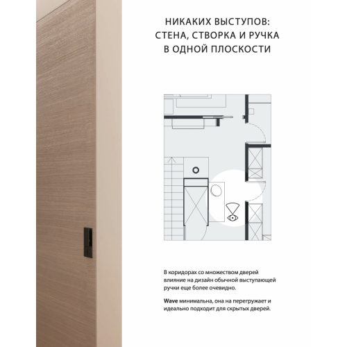 Ручки AGB WAVE для раздвижных дверей купе (С ЗАМКОМ) под WC/B30002.02.93+B08981.50.93 (черный)