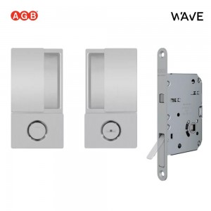 Ручки AGB WAVE для раздвижных дверей купе (С ЗАМКОМ) под WC/B30002.02.01+B08981.50.34 (анодированное серебро)