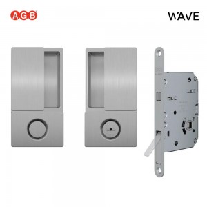 Ручки AGB WAVE для раздвижных дверей купе (С ЗАМКОМ) под WC/B30002.02.32+B08981.50.34 (матовый хром)