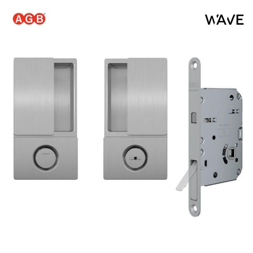 Ручки AGB WAVE для раздвижных дверей купе (С ЗАМКОМ) под WC/B30002.02.32+B08981.50.34 (матовый хром)