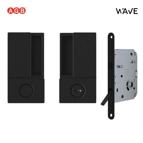 Ручки AGB WAVE для раздвижных дверей купе (С ЗАМКОМ) под WC/B30002.02.93+B08981.50.93 (черный)