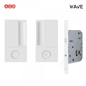 Ручки AGB WAVE для раздвижных дверей купе (С ЗАМКОМ) под WC/B30002.02.FM+B08981.50.FM (белый)