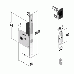 Bonaiti комплект WC для раздвижных дверей (Механизм G500T H21 + ручки EASY QUADRO) матовый хром