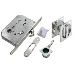 Комплект c замком Morelli MHS-2 WC для раздвижных дверей SC матовый хром