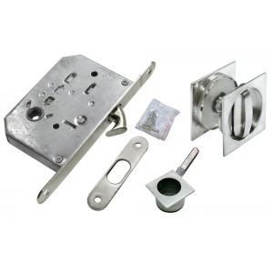 Комплект c замком Morelli MHS-2 WC для раздвижных дверей SC матовый хром