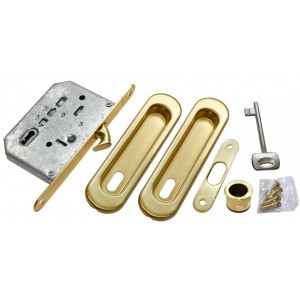Комплект ручки купе замок под ключ буратино MORELLI MHS150 L SG Матовое золото