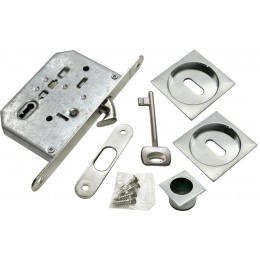 Комплект c замком Morelli MHS-2 L SC для раздвижных дверей матовый хром