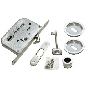 Комплект с замком Morelli MHS-1 L для раздвижных дверей SC матовый хром