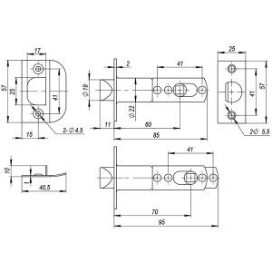 Ручка Ajax (Аякс) защелка DK610 PB-PS (6010 PB-P) (без фик.) золото