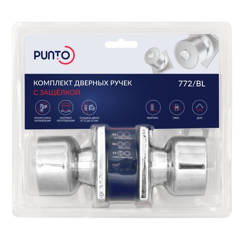 Ручка Punto (Пунто) защелка DK772/BL CP-PS (без фик.) хром
