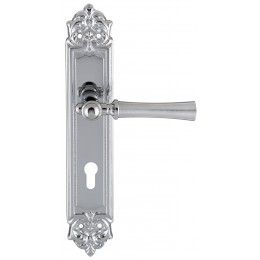 Дверная ручка на планке Extreza "DEZI" 309 PL02-CYL-85-F05-F04 матовый хром / хром / планка хром