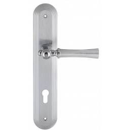 Дверная ручка на планке Extreza "DEZI" 309 PL05-CYL-85-F05-F04-F05 матовый хром / хром / планка матовый хром