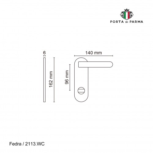 Дверная ручка на планке Porta Di Parma, Модерн, Fedra 2113.14.WC, Матовый никель