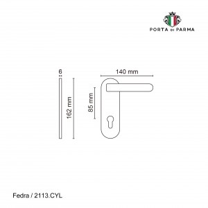 Дверная ручка на планке Porta Di Parma, Модерн, Fedra 2113.03.CYL, Чёрный