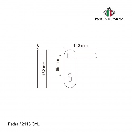 Дверная ручка на планке Porta Di Parma, Модерн, Fedra 2113.03.CYL, Чёрный