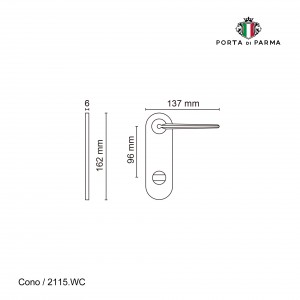 Дверная ручка на планке Porta Di Parma, Модерн, Cono 2115.06.WC, PVD Полированное золото