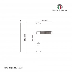 Дверная ручка на планке Porta Di Parma, Модерн, Exa Zig 2301.03.WC, Чёрный