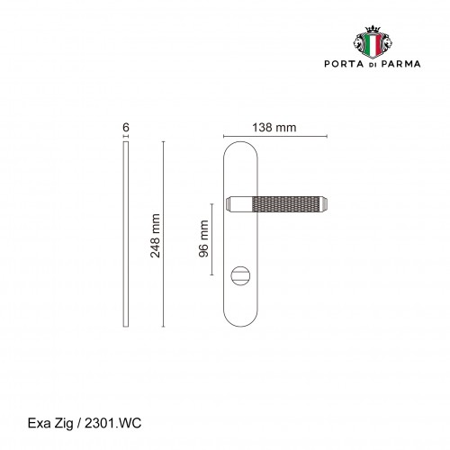 Дверная ручка на планке Porta Di Parma, Модерн, Exa Zig 2301.03.WC, Чёрный
