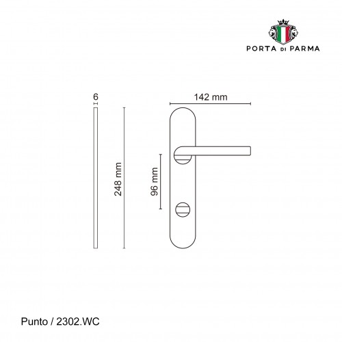 Дверная ручка на планке Porta Di Parma, Модерн, Punto 2302.01.WC, Полированный хром