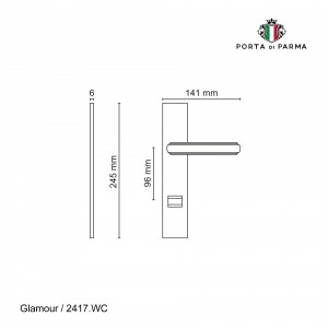 Дверная ручка на планке Porta Di Parma, Модерн, Glamour 2417.07.WC, Матовое золото