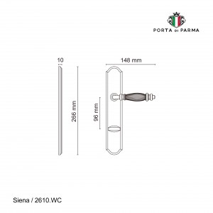 Дверная ручка на планке Porta Di Parma, Классика, Siena 2610.06.WC, PVD Полированное золото