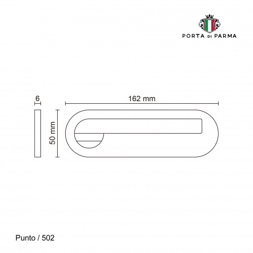 Дверная ручка на планке Porta Di Parma, Модерн, Punto 502,01, Полированный хром