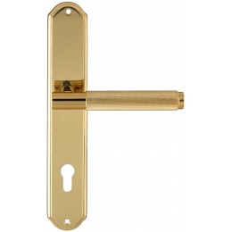 Дверная ручка на планке под цилиндр Extreza Classic "TUBA" 126 PL01-CYL-85 полированная латунь F01
