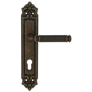 Дверная ручка на планке Extreza BENITO-PL02-CYL85-F23 (BENITO 307) античная бронза
